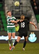 15 March 2025; Jaime Thompson of Shamrock Rovers in action against Katherine Sullivan of Athlone Town during the SSE Airtricity Women's Premier Division match between Shamrock Rovers and Athlone Town at Tallaght Stadium in Dublin. Photo by Stephen Marken/Sportsfile
