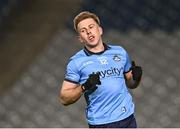 15 March 2025; Seán Bugler of Dublin after scoring his side's first goal during the Allianz Football League Division 1 match between Dublin and Galway at Croke Park in Dublin. Photo by Piaras Ó Mídheach/Sportsfile