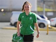 15 March 2025; Scarlett Herron of Shamrock Rovers arrives before the SSE Airtricity Women's Premier Division match between Shamrock Rovers and Athlone Town at Tallaght Stadium in Dublin. Photo by Stephen Marken/Sportsfile