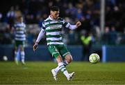 14 March 2025; Dylan Watts of Shamrock Rovers during the SSE Airtricity Men's Premier Division match between Drogheda United and Shamrock Rovers at Sullivan & Lambe Park in Drogheda, Louth. Photo by Ben McShane/Sportsfile