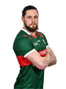 27 March 2024; Pádraig O'Hora poses for a portrait during a Mayo football squad portrait session at Connacht GAA Centre of Excellence in Bekan, Mayo. Photo by Piaras Ó Mídheach/Sportsfile