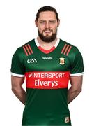 27 March 2024; Pádraig O'Hora poses for a portrait during a Mayo football squad portrait session at Connacht GAA Centre of Excellence in Bekan, Mayo. Photo by Piaras Ó Mídheach/Sportsfile