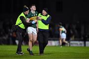 15 March 2025; Diarmuid O'Connor of Kerry is receives medical attention from chartered physiotherapist Jimmy Galvin, left, and team doctor Mike Finnerty during the Allianz Football League Division 1 match between Kerry and Armagh at Austin Stack Park in Tralee, Kerry. Photo by Brendan Moran/Sportsfile