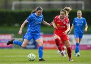 15 March 2025; Sophie Slattery of Waterford in action against Kate Mooney of Shelbourne during the SSE Airtricity Women's Premier Division match between Waterford and Shelbourne at the Regional Sports Centre in Waterford. Photo by Matt Browne/Sportsfile