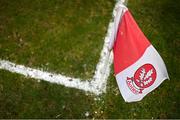 16 March 2025; A sideline flag is seen before the Allianz Football League Division 1 match between Derry and Mayo at Celtic Park in Derry. Photo by Ben McShane/Sportsfile