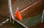 16 March 2025; The orange two point and white one point flags are seen goal-side before the Allianz Football League Division 1 match between Derry and Mayo at Celtic Park in Derry. Photo by Ben McShane/Sportsfile