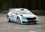 16 March 2025; Declan Boyle and Patrick Walsh compete in their Skoda Fabia RS Rally2 during Stage 13 Ardfield on day three of The Clonakilty Park Hotel West Cork Rally in Clonakilty, Cork. Photo by Philip Fitzpatrick/Sportsfile