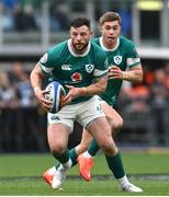 15 March 2025; Robbie Henshaw, left, and Jack Crowley of Ireland during the Guinness Six Nations Rugby Championship match between Italy and Ireland at the Stadio Olimpico in Rome, Italy. Photo by Ramsey Cardy/Sportsfile