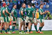15 March 2025; Ireland players, from right to left, Jack Crowley, James Ryan, Dan Sheehan, Finlay Bealham, Andrew Porter, Tadhg Beirne and Josh van der Flier during the Guinness Six Nations Rugby Championship match between Italy and Ireland at the Stadio Olimpico in Rome, Italy. Photo by Ramsey Cardy/Sportsfile