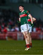 16 March 2025; Frank Irwin of Mayo reacts after missing a free during the Allianz Football League Division 1 match between Derry and Mayo at Celtic Park in Derry. Photo by Ben McShane/Sportsfile