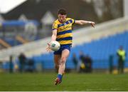 16 March 2025; Conor Cox of Roscommon on his way to scoring from outside the 40m resulting in a two point score during the Allianz Football League Division 2 match between Roscommon and Cavan at King & Moffatt Dr Hyde Park in Roscommon. Photo by Tom Beary/Sportsfile