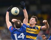 16 March 2025; John McManus of Roscommon in action against Gearoid McKiernan of Cavan during the Allianz Football League Division 2 match between Roscommon and Cavan at King & Moffatt Dr Hyde Park in Roscommon. Photo by Tom Beary/Sportsfile