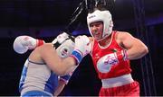 16 March 2025; Aoife O’Rourke of Ireland, right, in action against Anastasiia Shamonova of Russia in their 70-75kg Elite Women middleweight final bout during the 2025 IBA Women's World Boxing Championships finals at the Cair Sports Center in Niš, Serbia. Photo by Nikola Krstic/Sportsfile