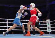 16 March 2025; Aoife O’Rourke of Ireland, right, in action against Anastasiia Shamonova of Russia in their 70-75kg Elite Women middleweight final bout during the 2025 IBA Women's World Boxing Championships finals at the Cair Sports Center in Niš, Serbia. Photo by Nikola Krstic/Sportsfile