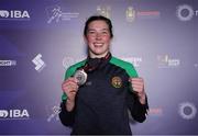 16 March 2025; Lisa O’Rourke of Ireland with her silver medal after her Elite Women 66-70kg light middleweight final bout during the 2025 IBA Women's World Boxing Championships finals at the Cair Sports Center in Niš, Serbia. Photo by Nikola Krstic/Sportsfile