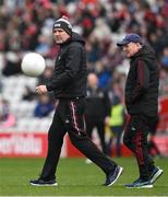 16 March 2025; Cork selector Kevin Walsh, left, and manager John Cleary before the Allianz Football League Division 2 match between Cork and Louth at SuperValu Páirc Uí Chaoimh in Cork. Photo by Brendan Moran/Sportsfile