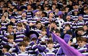 17 March 2025; Terenure College supporters before the Bank of Ireland Leinster Rugby Boys Schools Senior Cup final match between Blackrock College and Terenure College at Tallaght Stadium in Dublin. Photo by Giselle O’Donoghue/Sportsfile