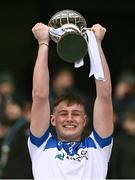 17 March 2025; St Patrick's Maghera captain Cathal McKaigue lifts the Hogan Cup after his side's victory in the Masita GAA Football Post Primary Schools Hogan Cup final match between St Colman's Claremorris of Mayo and St Patrick's Maghera of Derry at Croke Park in Dublin. Photo by Piaras Ó Mídheach/Sportsfile