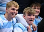 17 March 2025; Johnny O'Sullivan, right, and Albert Lindner of Blackrock College celebrate after the Bank of Ireland Leinster Rugby Boys Schools Senior Cup final match between Blackrock College and Terenure College at Tallaght Stadium in Dublin. Photo by Giselle O'Donoghue/Sportsfile