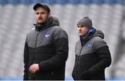 17 March 2025; St Patrick's Maghera joint-manager Seán Marty Lockhart, right, and selector Chrissy McKaigue during the Masita GAA Football Post Primary Schools Hogan Cup final match between St Colman's Claremorris of Mayo and St Patrick's Maghera of Derry at Croke Park in Dublin. Photo by Piaras Ó Mídheach/Sportsfile
