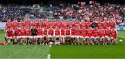 17 March 2025; The St Colman's Claremorris squad before the Masita GAA Football Post Primary Schools Hogan Cup final match between St Colman's Claremorris of Mayo and St Patrick's Maghera of Derry at Croke Park in Dublin. Photo by Piaras Ó Mídheach/Sportsfile
