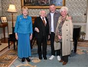 15 March 2025; President of Ireland Michael D Higgins and wife Sabina with John Aldridge and wife Joan of the Republic of Ireland squad from the Italia 1990 FIFA World Cup at Áras an Uachtaráin in Dublin. Photo by Stephen McCarthy/Sportsfile