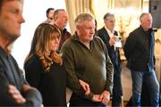 15 March 2025; Kevin Sheedy, and wife Jo, of the Republic of Ireland squad from the Italia 1990 FIFA World Cup during a visit to Áras an Uachtaráin in Dublin, hosted by President of Ireland Michael D Higgins. Photo by Stephen McCarthy/Sportsfile