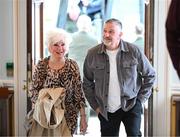 15 March 2025; John Aldridge, and wife Joan, of the Republic of Ireland squad from the Italia 1990 FIFA World Cup during a visit to Áras an Uachtaráin in Dublin, hosted by President of Ireland Michael D Higgins. Photo by Stephen McCarthy/Sportsfile