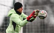 18 March 2025; Goalkeeper Mark Travers during a Republic of Ireland training session at the FAI National Training Centre in Abbotstown, Dublin. Photo by Ben McShane/Sportsfile