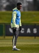 18 March 2025; James Abankwah during a Republic of Ireland training session at the FAI National Training Centre in Abbotstown, Dublin. Photo by Ben McShane/Sportsfile