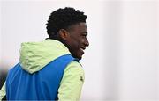 18 March 2025; James Abankwah during a Republic of Ireland training session at the FAI National Training Centre in Abbotstown, Dublin. Photo by Ben McShane/Sportsfile