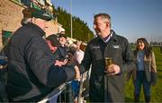 18 March 2025; Gavin Cromwell, trainer, with supporters during homecoming celebrations for Cheltenham Gold Cup winner Inothewayurthinkin at Skryne Gaelic Football Club in Tara, Meath. Photo by Ben McShane/Sportsfile
