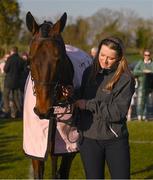18 March 2025; Inothewayurthinkin, with groom Caoimhe O'Brien, during homecoming celebrations for Cheltenham Gold Cup winner Inothewayurthinkin at Skryne Gaelic Football Club in Tara, Meath. Photo by Ben McShane/Sportsfile