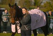 18 March 2025; Inothewayurthinkin, with groom Caoimhe O'Brien, during homecoming celebrations for Cheltenham Gold Cup winner Inothewayurthinkin at Skryne Gaelic Football Club in Tara, Meath. Photo by Ben McShane/Sportsfile