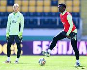19 March 2025; James Abankwah during a Republic of Ireland training session at Hristo Botev Stadium in Plovdiv, Bulgaria. Photo by Stephen McCarthy/Sportsfile