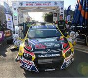 16 March 2025; Josh Moffett and Andy Hayes in their Citroen C3 Rally2 at the finish of the Clonakilty Park Hotel West Cork Rally in Clonakilty, Cork. Photo by Philip Fitzpatrick/Sportsfile