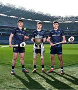 20 March 2025; oneills.com, leading online sportswear retailer, with the GAA are delighted to announce the fourth year of their U20 GAA All-Ireland Hurling Championship sponsorship deal at Croke Park. Pictured are, from left, Clare senior hurler Adam Hogan, Offaly U20 hurler Adam Screeney and Tipperary U20 hurler Senan Butler. Photo by Tyler Miller/Sportsfile