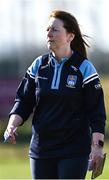20 March 2025; St Patrick's Academy manager Oonagh McVey during the Lidl LGFA PPS All-Ireland Junior B final match between St Mary’s Macroom of Cork and St Patrick’s Academy of Dungannon of Tyrone at Manguard Park in Kildare. Photo by Piaras Ó Mídheach/Sportsfile
