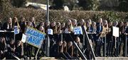 20 March 2025; St Patrick’s Academy supporters during the Lidl LGFA PPS All-Ireland Junior B final match between St Mary’s Macroom of Cork and St Patrick’s Academy of Dungannon of Tyrone at Manguard Park in Kildare. Photo by Piaras Ó Mídheach/Sportsfile