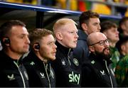 20 March 2025; Republic of Ireland's StatSport analyst Adam Fox stands for the playing of the National Anthem before the UEFA Nations League B/C Play-off 1st Leg match between Bulgaria and Republic of Ireland at Hristo Botev Stadium in Plovdiv, Bulgaria. Photo by Stephen McCarthy/Sportsfile