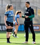 21 March 2025; Edel McMahon with head coach Scott Bemand during the Ireland rugby captain's run at Kingspan Stadium in Belfast. Photo by Ramsey Cardy/Sportsfile