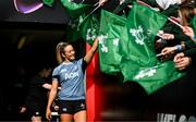 21 March 2025; Stacey Flood during the Ireland rugby captain's run at Kingspan Stadium in Belfast. Photo by Ramsey Cardy/Sportsfile