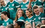 21 March 2025; Erin King, right, and Fiona Tuite during the Ireland rugby captain's run at Kingspan Stadium in Belfast. Photo by Ramsey Cardy/Sportsfile