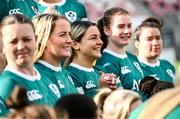 21 March 2025; Erin King, centre, during the Ireland rugby captain's run at Kingspan Stadium in Belfast. Photo by Ramsey Cardy/Sportsfile