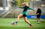 21 March 2025; Stacey Flood during the Ireland rugby captain's run at Kingspan Stadium in Belfast. Photo by Ramsey Cardy/Sportsfile