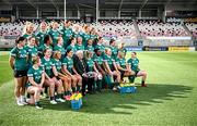 21 March 2025; The Ireland team pose for a team photograph before their captain's run at Kingspan Stadium in Belfast. Photo by Ramsey Cardy/Sportsfile