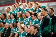 21 March 2025; Ireland head coach Scott Bemand, second from right, and his team during the Ireland rugby captain's run at Kingspan Stadium in Belfast. Photo by Ramsey Cardy/Sportsfile