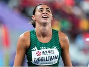 21 March 2025; Sophie O'Sullivan of Irelandreacts after finishing sixth during the women's 1500m heats on day one of the World Indoor Athletics Championships at Nanjing's Cube Gymnasium at the Nanjing Youth Olympic Sports Park in Nanjing, China. Photo by Sportsfile