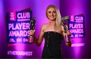 21 March 2025; Kilkerrin-Clonberne ladies footballer Louise Ward with her 2024 AIB Ladies Gaelic Football Club Championship Player of the Year award and AIB Club Ladies Football Team of the Year Award during the AIB Club Player Awards at Croke Park in Dublin. The AIB Club Player Awards celebrated the best players from club Football, Hurling, Camogie, and LGFA in a single ceremony for the first time, recognising their outstanding achievements on the field throughout the season. Photo by Sam Barnes/Sportsfile