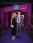 21 March 2025; Slaughtneil hurler Brendan Rogers arrives with his wife Brid in advance of the AIB Club Player Awards at Croke Park in Dublin. The AIB Club Player Awards celebrated the best players from club Football, Hurling, Camogie, and LGFA in a single ceremony for the first time, recognising their outstanding achievements on the field throughout the season. Photo by Ramsey Cardy/Sportsfile